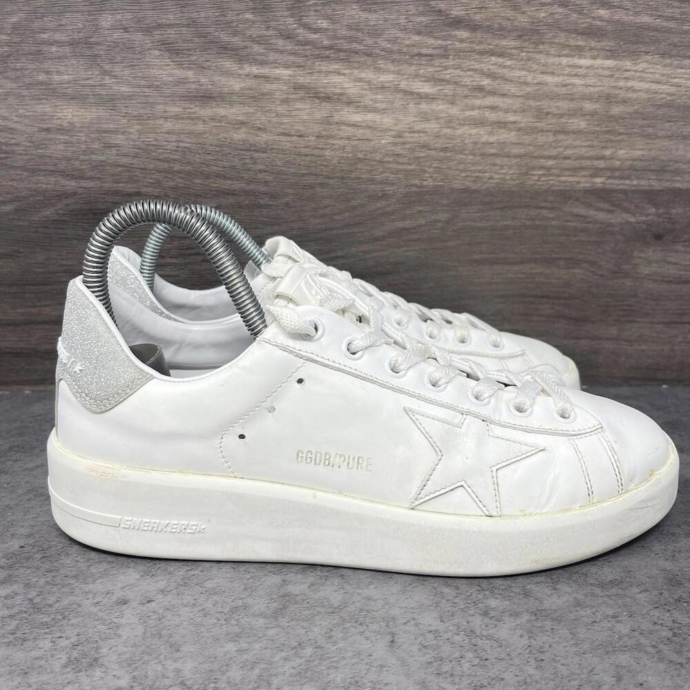 Golden Goose Sneakers Womens Size 7 (38) White Pure Star Lot Glitter Shoes - Picture 5 of 11